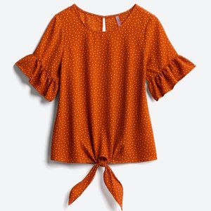 River Ruffle Sleeve Tie Front Blouse S